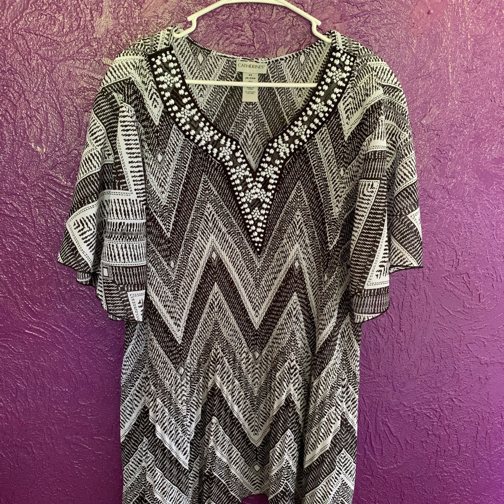 Catherine’s Black and White Beaded Top 3x